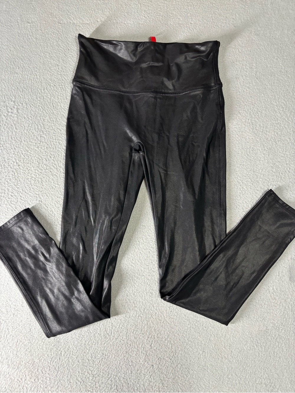 SPANX Shiny Black Faux-Leather High-Waist Leggings